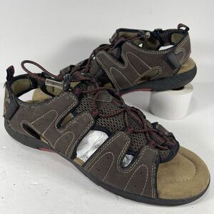 St. John’s Bay Men’s Memory Foam Trail Sandals – Size 12M (Brown/Red)